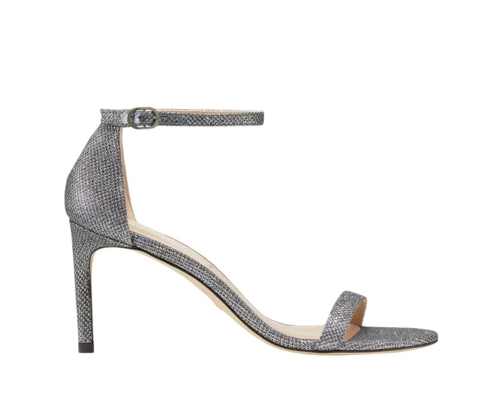 Stuart Weitzman Silver Nudist Heels Size 9